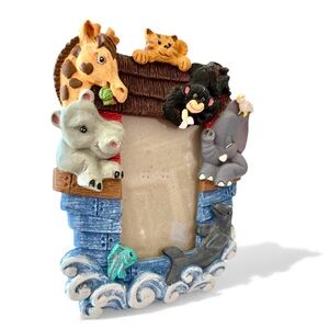 Picture Frame Noah’s Ark Animals Nursery Child’s Room 3x5” photo 3-D Heavy Resin